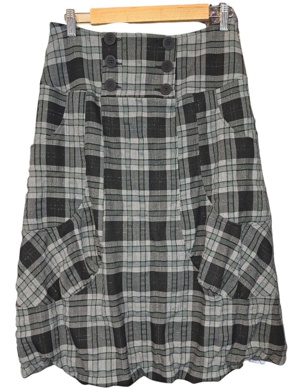 YUVITA Gray Black Plaid Bubble Hem Skirt Dark Academia Made In Belarus Size 4